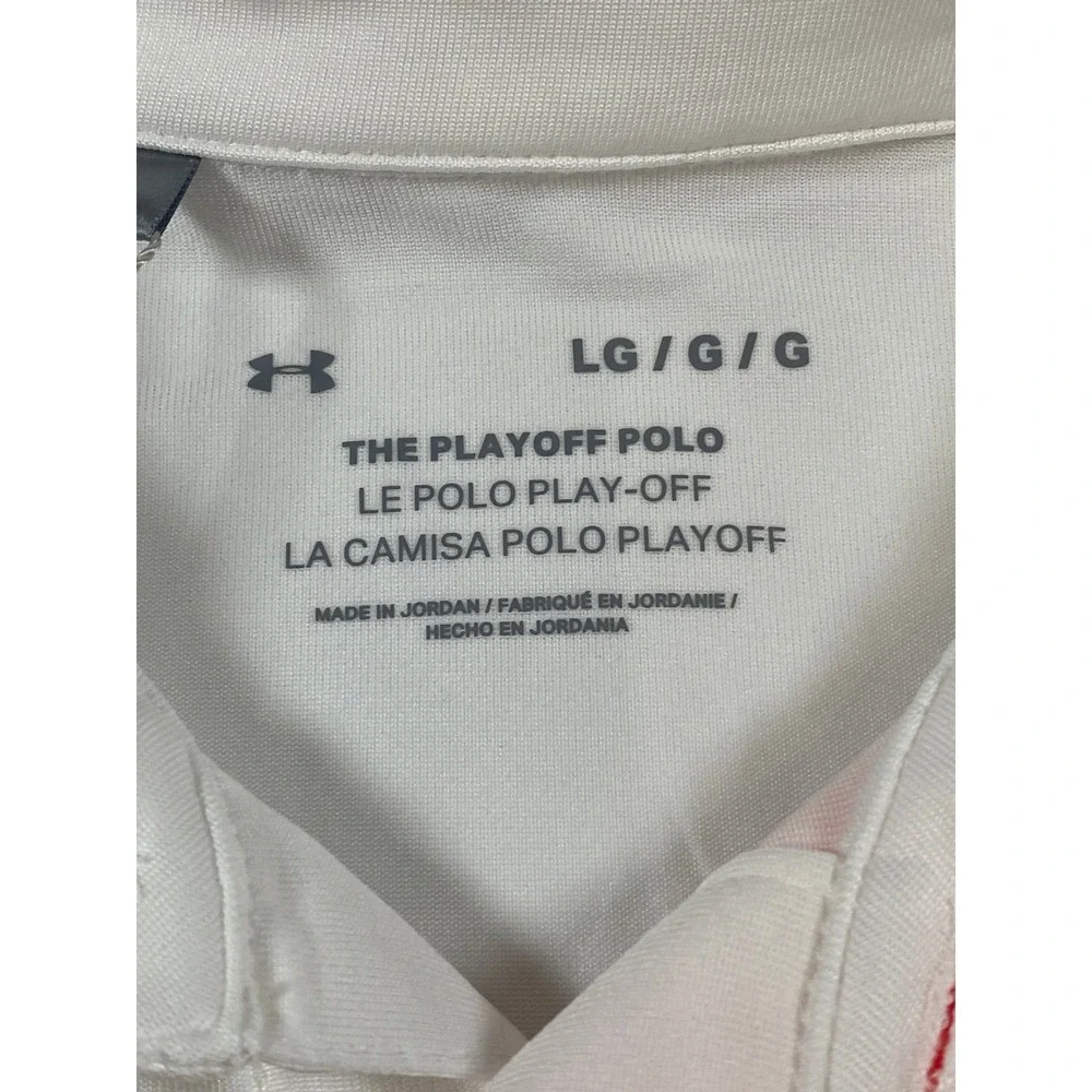 Under Armour Mens Playoff Polo Shirt White Neon Orange HeatGear Loose Fit Large‎